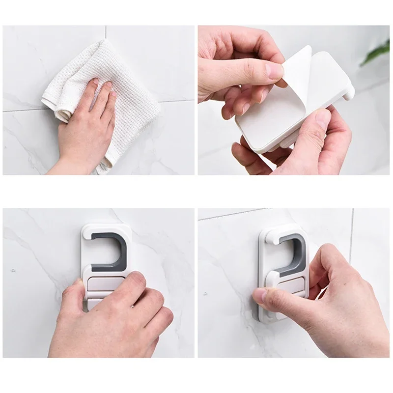 Wall Mount Broom Mop Clip Holder Self-adhesive Broom Brush Mop Hanger Organizer Rack Kitchen Bathroom Multi-Purpose Hook