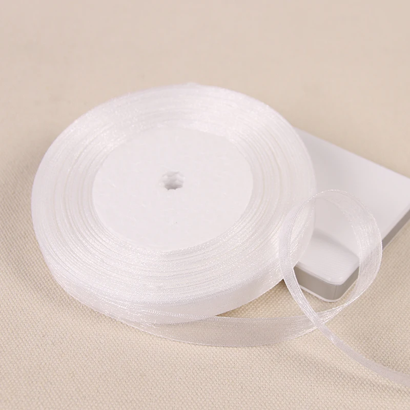 White Organza Ribbon for DIY Crafts and Gift Wrapping - 50 Yards Roll