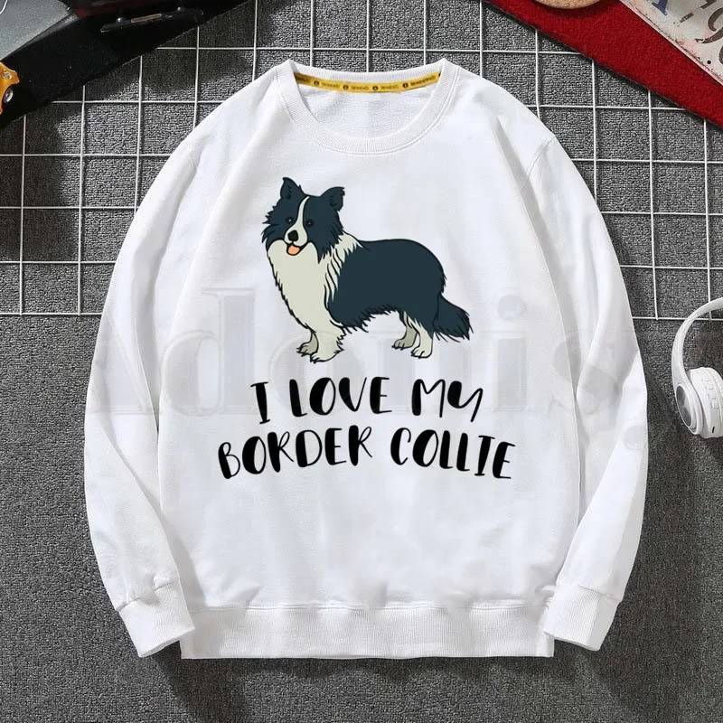 

I Love my Border Collie Dog 90-е Ullzang толстовки свитшот с принтом трендовая мужская одежда хип-хоп мужские толстовки с круглым вырезом
