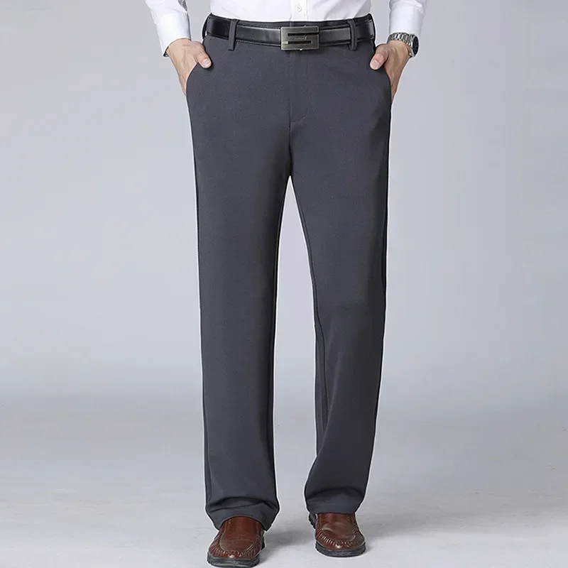 2pcs Big Size Men's Business Pants Plus Size 40-52 95-155kg Formal Work Long Pants Elastic Waist Suit Pants Casual Trousers 4