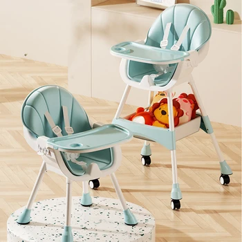 Baby High Chair 6 Months Plus, 2-in-1 with Footrest, Detachable Double Tray, Easy to Clean Feeding 1