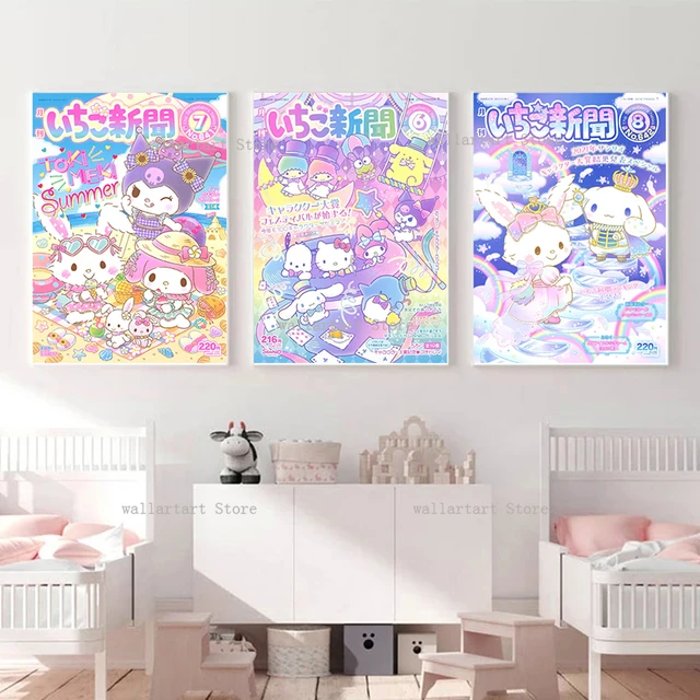 Kawaii Room Decor Posters Hello Kitty  Kawaii Sanrio Wall Decor Poster -  Cute Girls - Aliexpress