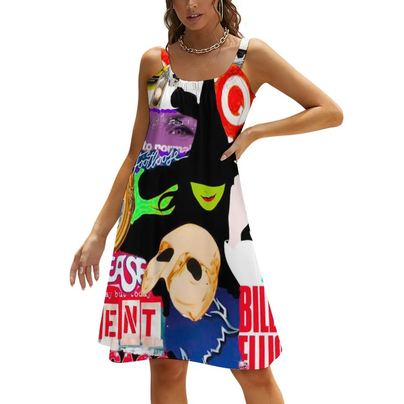 

Broadway Musical Collage Beach Sling Skirt Dress vintage Summer skirt Women's clothing