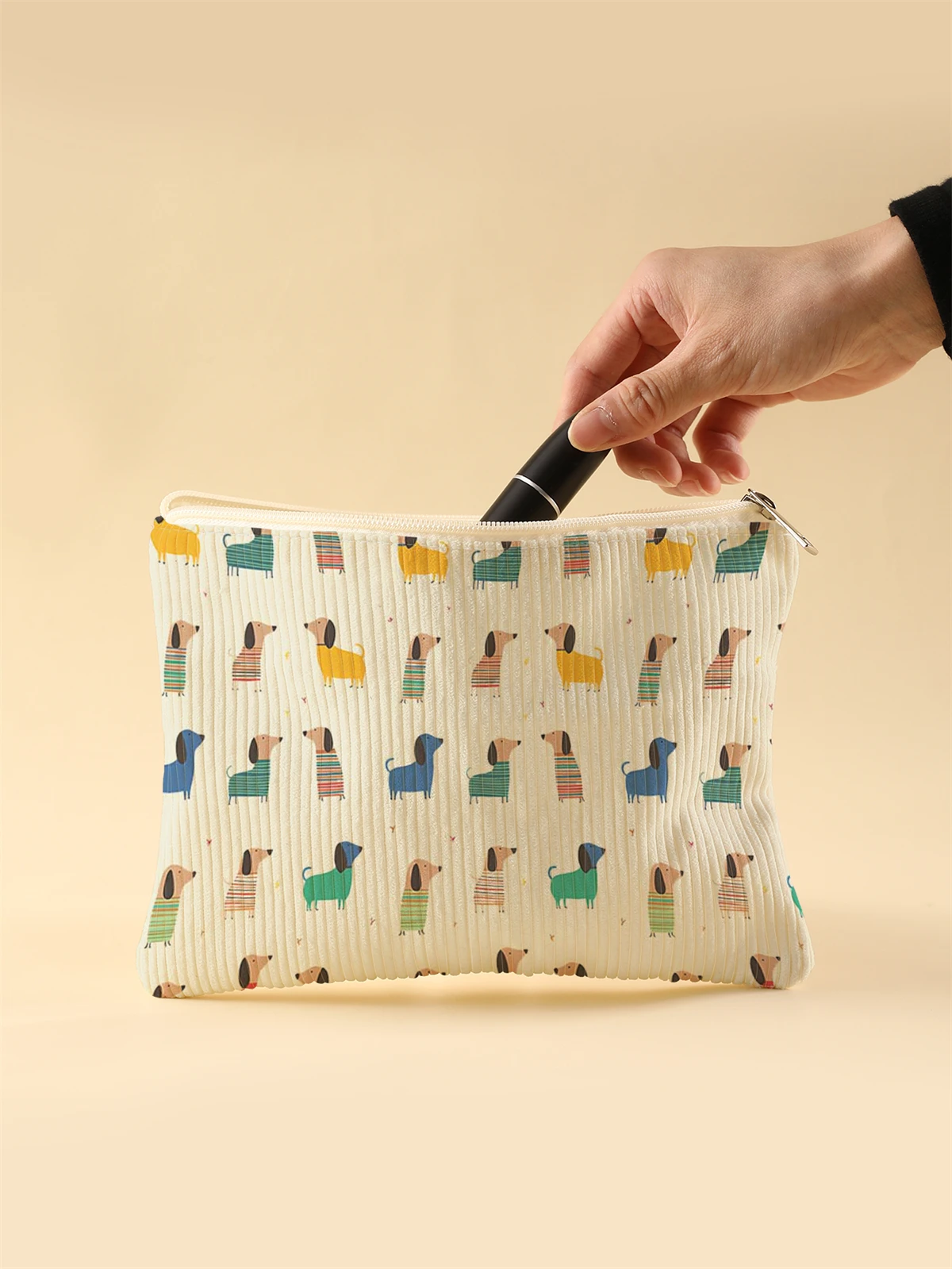 Corduroy Travel Cosmetic Bag Portable Makeup Storage Bag Purses Women Large Capacity Zipper Make Up Organizer Storage Clutch