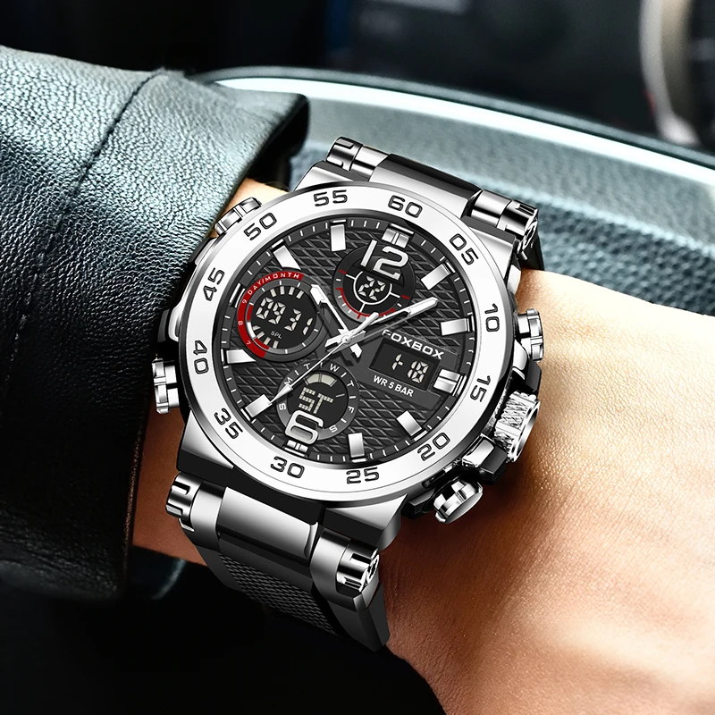 LIGE NEW Mens Watches Top Luxury Brand Sport Digital WristWatch Waterproof Dual Display Military Men Clock Relogio Masculino