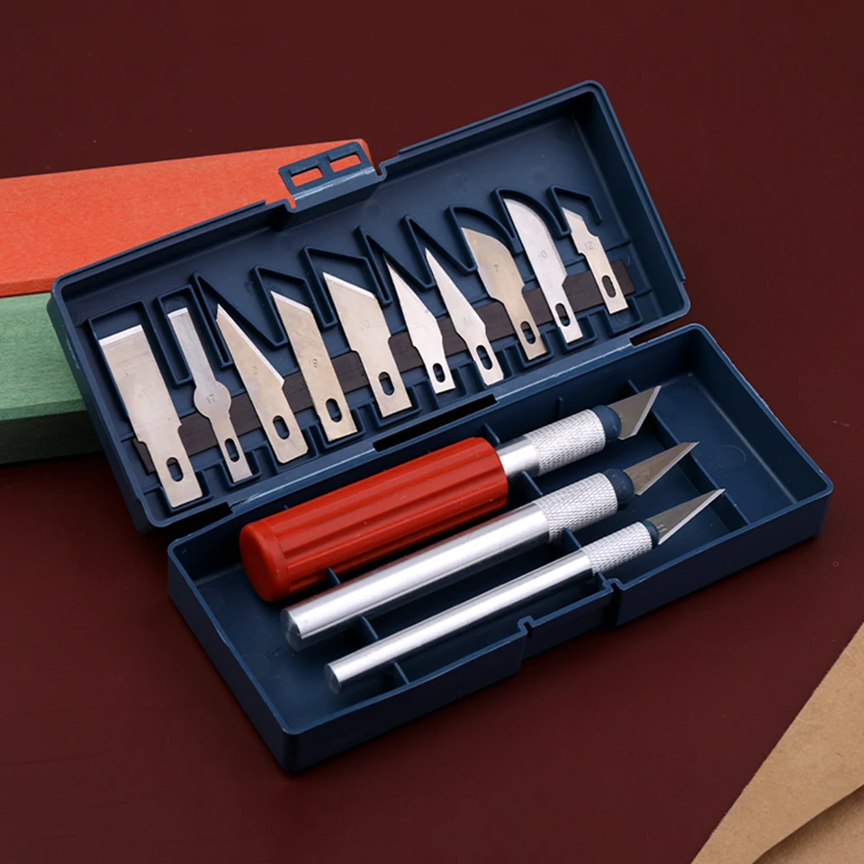 13Pcs Cutting Blade Precision Engraving Cutter Non-Slip Hand Tool DIY Art Hobby Repair Set Carving Knife Craft