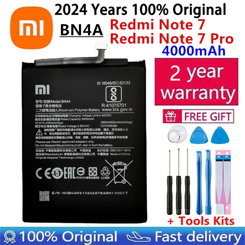 

100% Original 4000mAh BN4A High Quality Phone Replacement Battery For Xiaomi Redmi Note7 Note 7 Pro M1901F7C Genuine Batteries