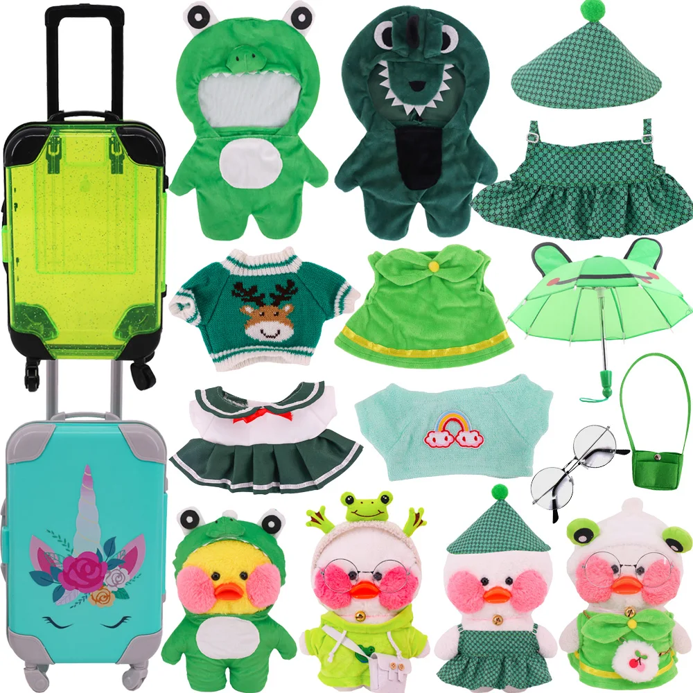 Duck Clothes Suitcase Umbrella Kawaii Animal Set for 30cm Plush Lalafanfan Yellow Duck Doll Clothes Plush Stuffed Toy Accessory doll clothes,plush toy accessories,mini doll ornaments