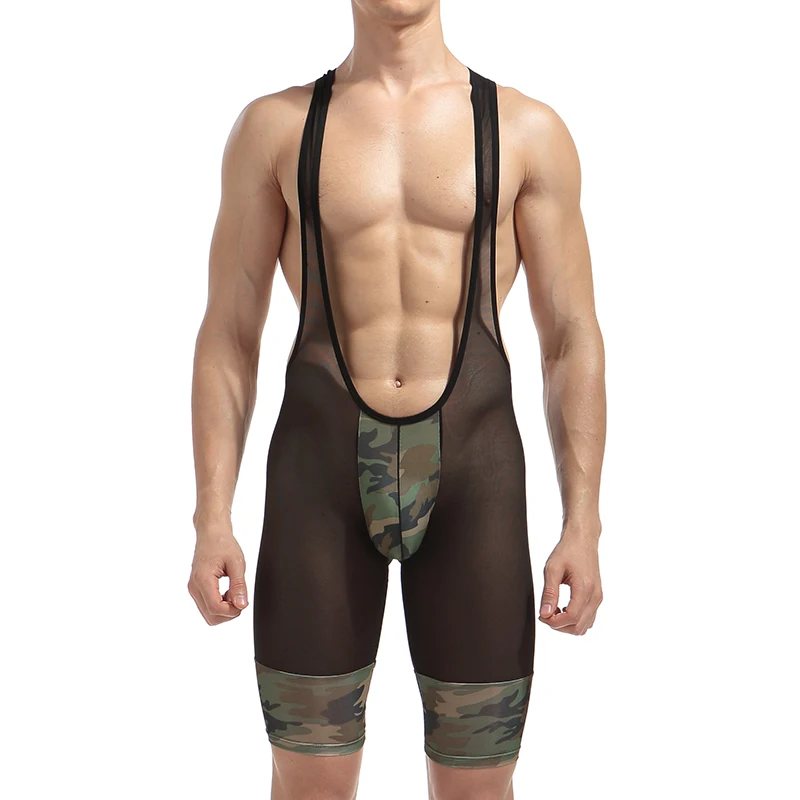 Men’s Camouflage Bodysuits and Underwear: Stretchy Tanks, Jumpsuits, and Intimate Lingerie mens mesh see thru underwear