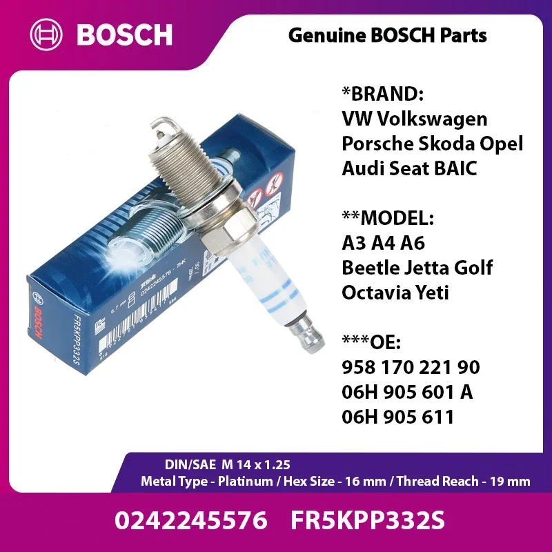 BOSCH-1-4-6pcs-FR5KPP332S-Platinum-Spark-Plug-For-Porsche-Audi-A6-Q5 ...