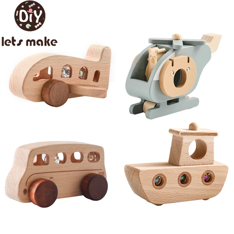 Wooden Toys Plane Helicopter Bus Boat Montessori Education Toys for 1 Year Old Wooden Transportation Blocks Cartoon Cat wooden toys wooden blocks