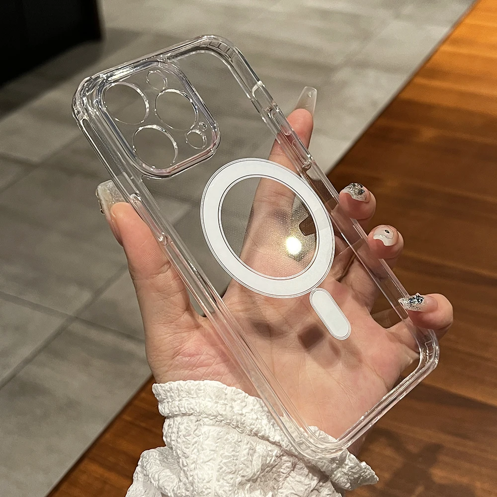 thumbnail image 1 of Original For Magsafe Wireless Charge Magnetic Animation Case for iPhone 15 14 13 12 11 Pro Max X XS XR 7 Shockproof Clear Cover, 1 of 4