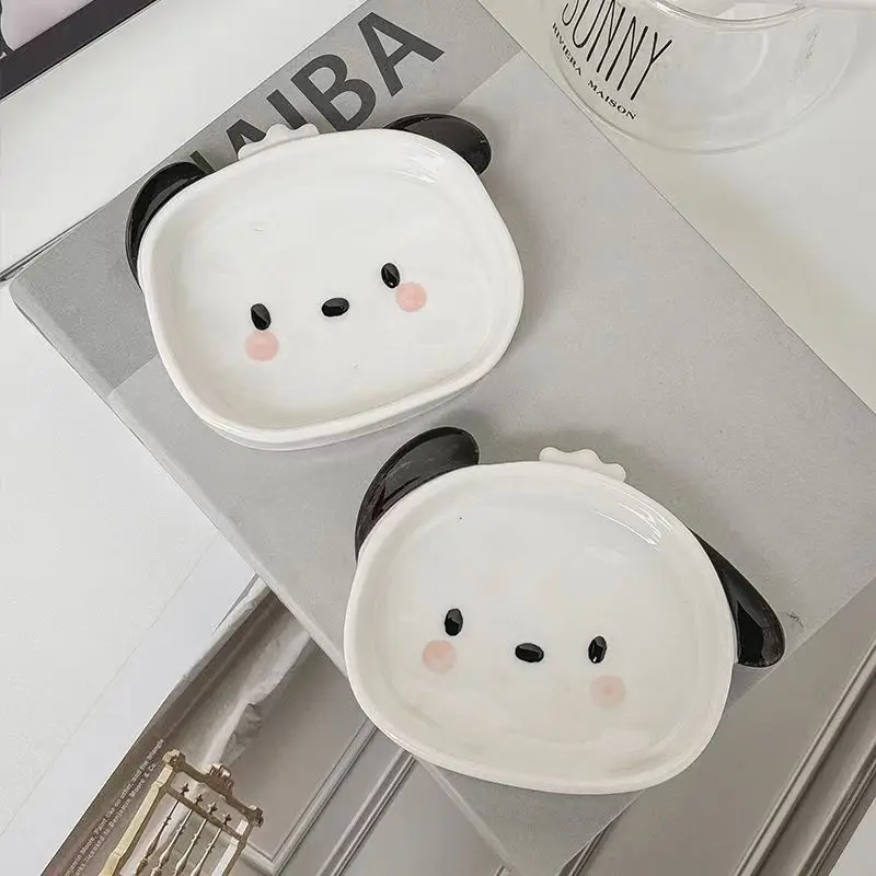 White Dog Shaped Ceramic Tray Mini Cartoon Seasoning Plate Cafe Dessert Sushi Plate Creative Desktop Decoration 4
