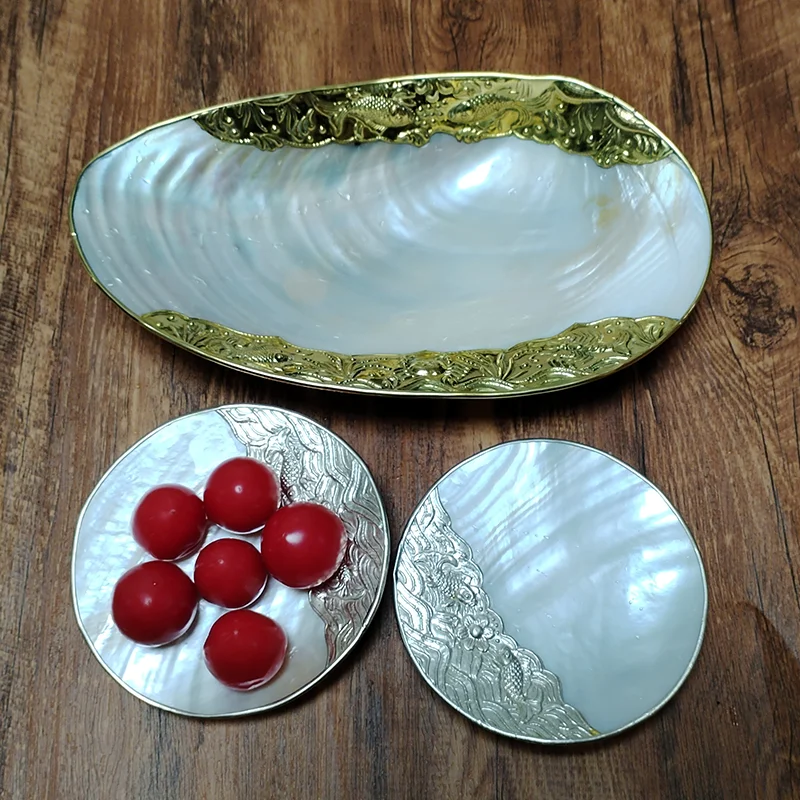 Mother of Pearl Serving Dish Natural Shell Tray Caviar, Finger Foods, Canape, ,Tart Cakes Holder DIY Crafts Seashell Beach Decor 3