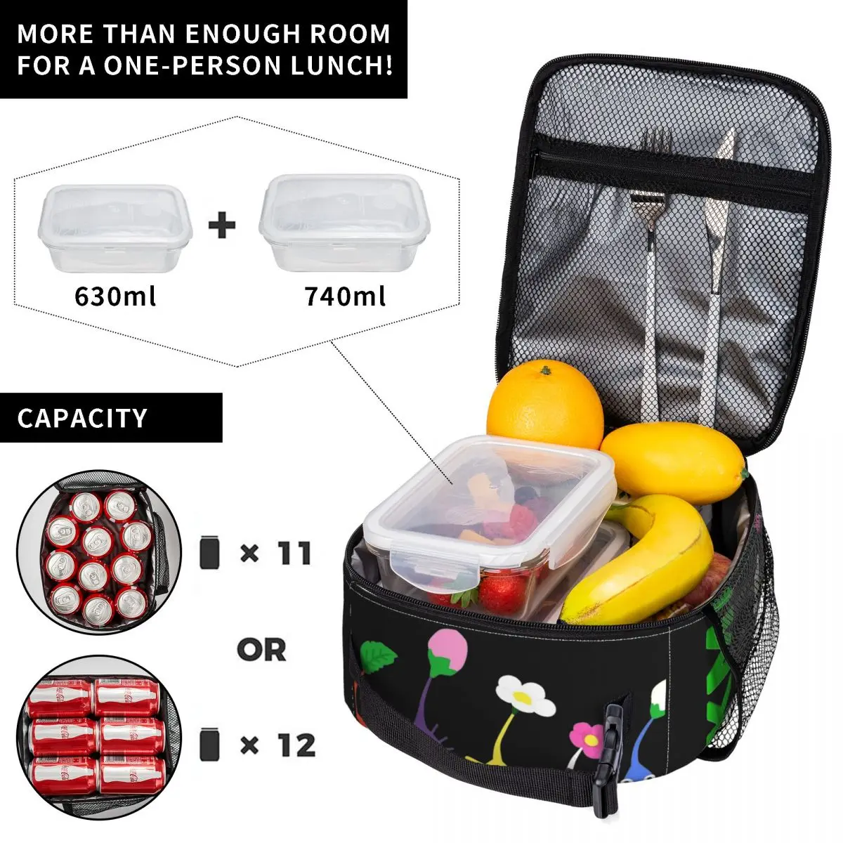 Pikmin Green Product Insulated Lunch Bag For School Office Novelty Food Box Portable Cooler Thermal Bento Box