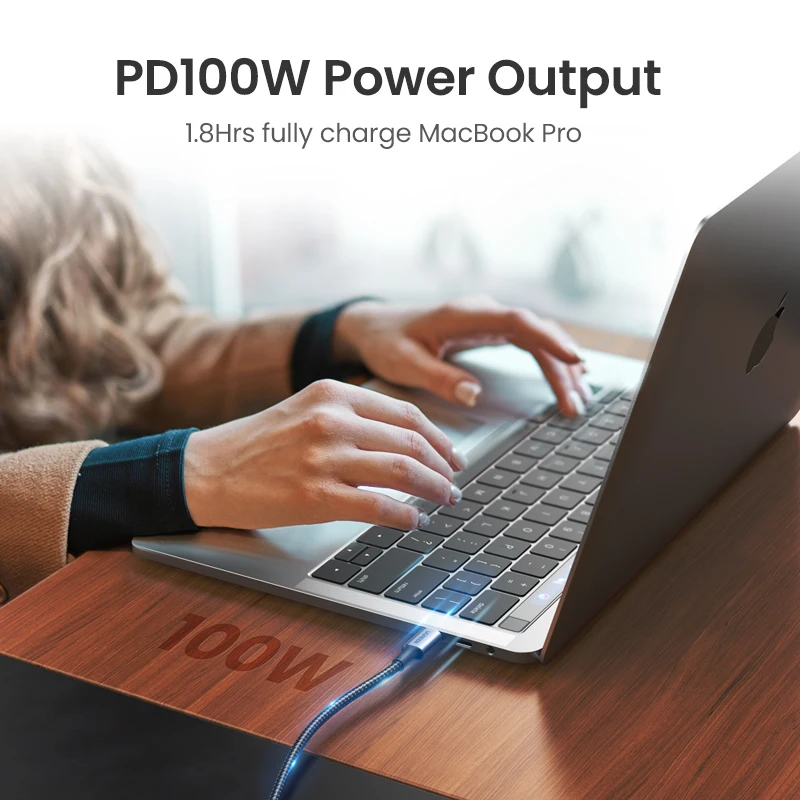 UGREEN 90-Degree USB-C to USB-C Fast Charging Cable, 100W PD, 5A, Available in 2m and 1m Lengths