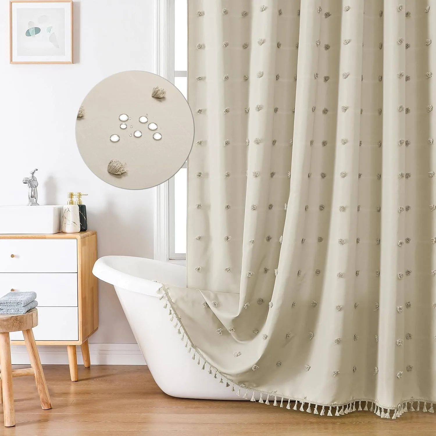 Bohemian Polka Dot Shower Curtain 1