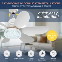 Small E27 Screw Type Ceiling Fan Light Remote Control For Living Room Bedroom 40W LED Fan Lamps Kitchen Home Decoration 2