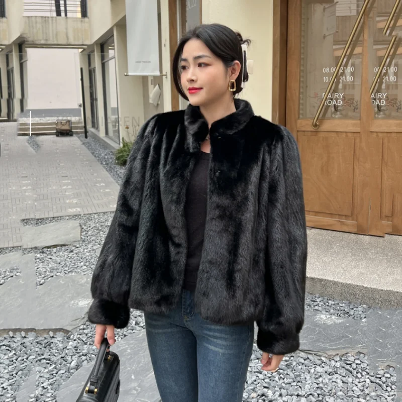 

2024 New Fashion Coat Real Mink Whole Fur Women Jacket Regular Length short 100% Fur Winter Thick Warm Female Mink Fur Jacket