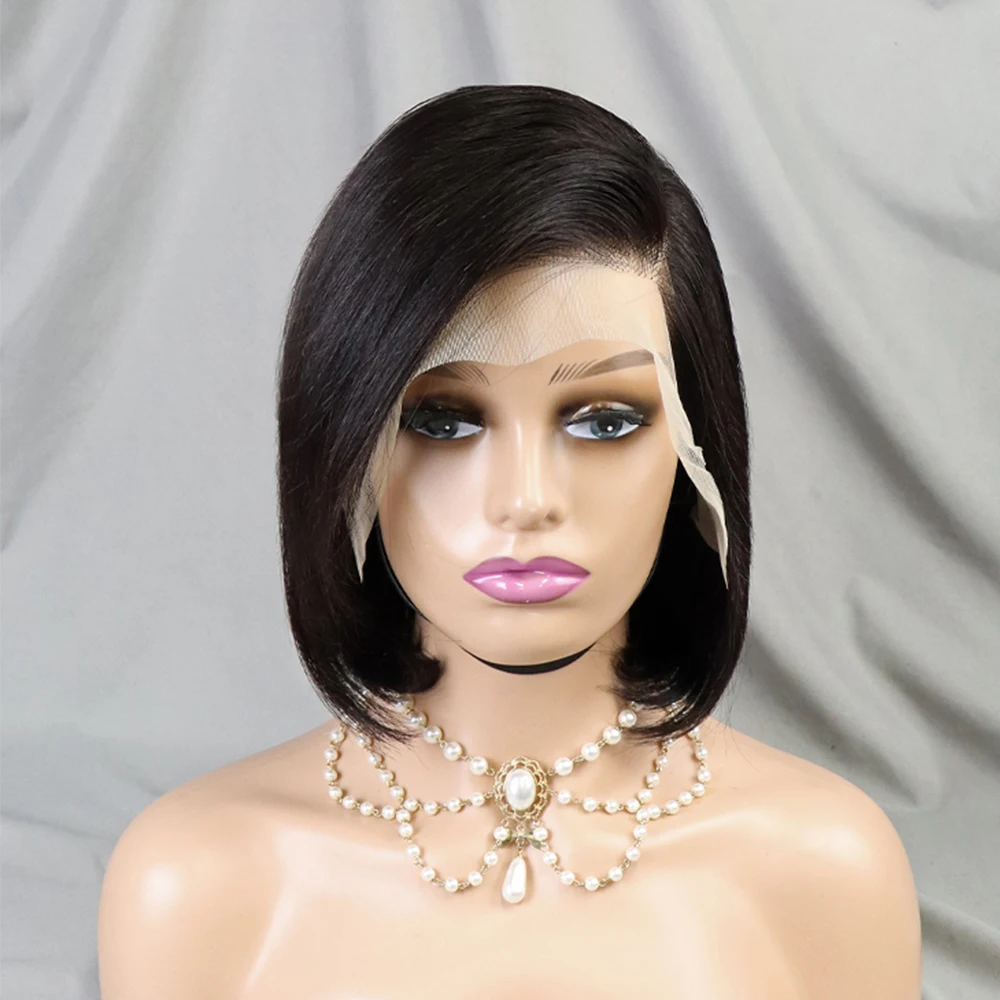 180% Density 13x4 Lace Front Human Hair Wig Straight Bob Human Hair Wig Frontal Wigs for Women