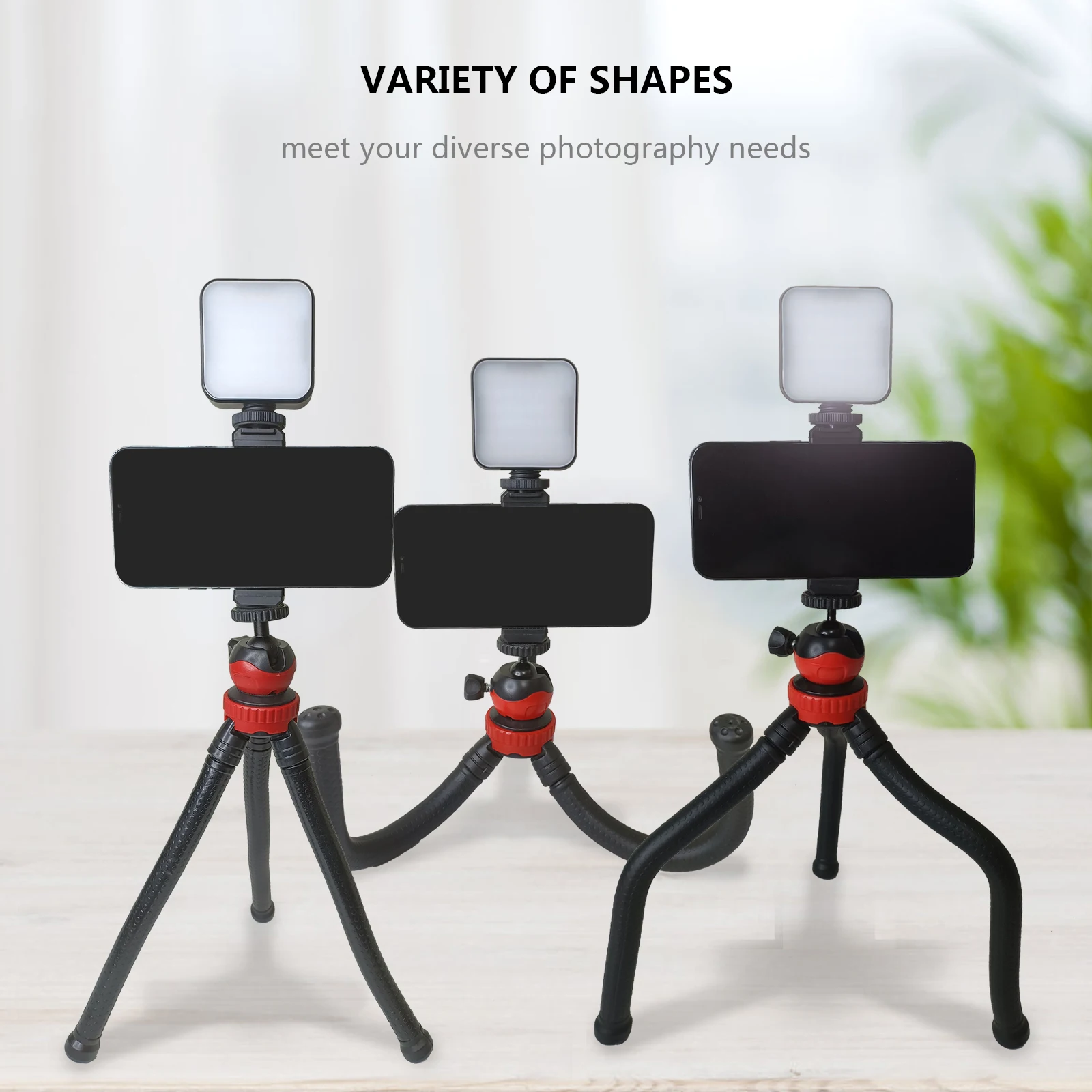 Portable Flexible Tripod Octopus Mobile Phone Tripod Bracket With MIni Video Fill Light Control Selfie Stick For Phone Camera