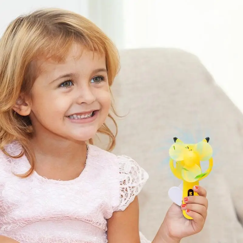 Summer Mini Portable Hand Pressure Fan Cartoon Handheld Manual Fan Children Toys for Indoor Outdoor Use