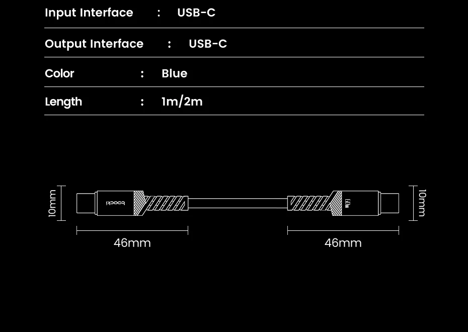 Toocki 60 W Schnellladekabel mit zwei C-Kabeln, Hochgeschwindigkeits-USB-C-Kabel, Typ C für iPhone 16 15 Pro, Samsung Xiaomi 2 m USB-Ladegerät, Datenkabel – Detail 14