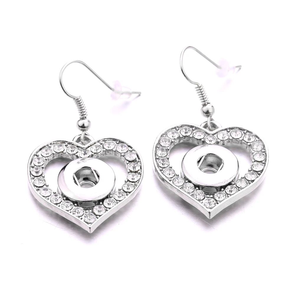 15pcs Vintage Style Metal 12mm Snap Button Earrings Heart Star Mini DIY Snaps Buttons Earring  Women Jewelry