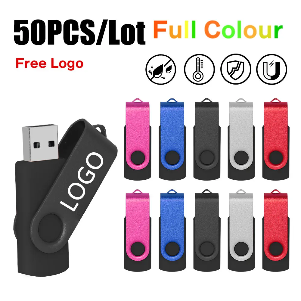 커스텀 로고 2.0 USB 플래시 드라이브, 사진 선물 메모리 스틱, USB 4GB, 8GB, 32GB, 64GB, 펜드라이브 2GB, 1GB, 50 개/로트