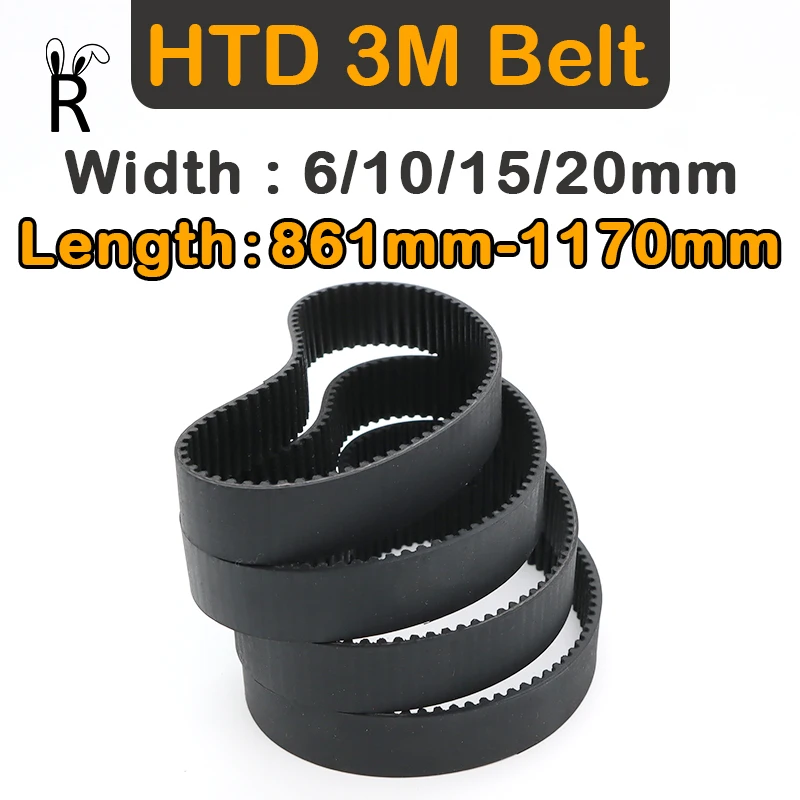 Belt Length 861mm-1170mm HTD 3M Belt Rubber Closed Loop Timing Belt For 287-390Teeth Belt Width 6/10/15/20mm Synchronous Belt 3M belt length 2190mm 5100mm htd 3m belt rubber closed loop timing belt belt width 6 10 15 20mm 730 1700teeth 3m synchronous belt