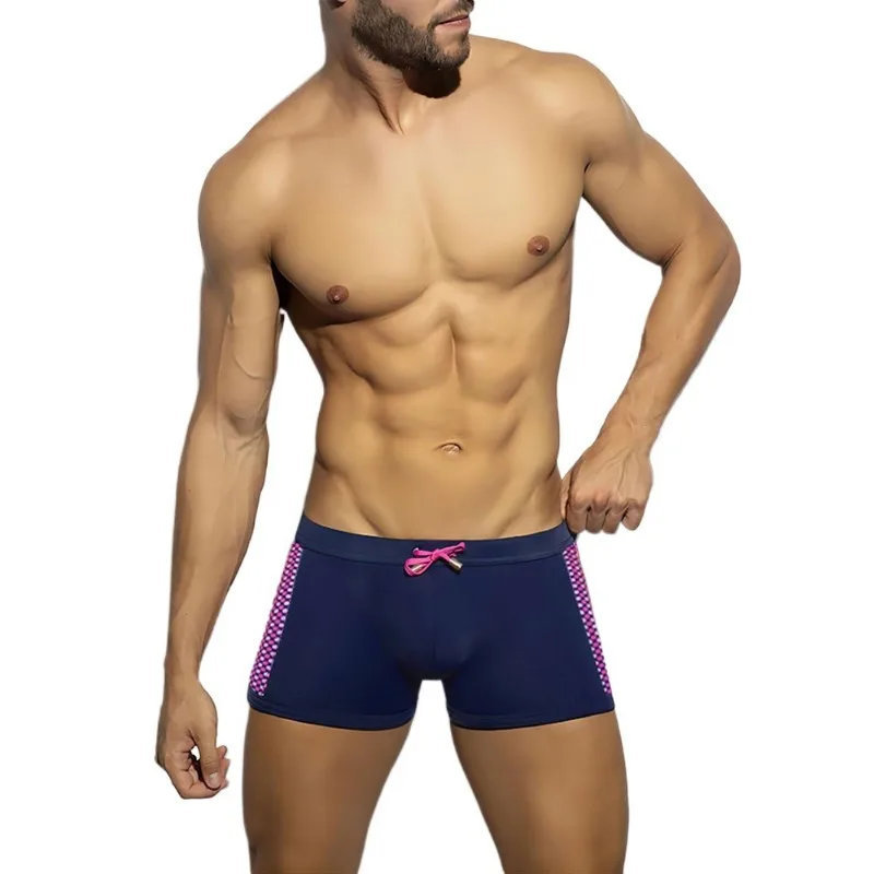 Splicing Men's Swim Trunks Boxer Swimwear Sexy Swimming Briefs