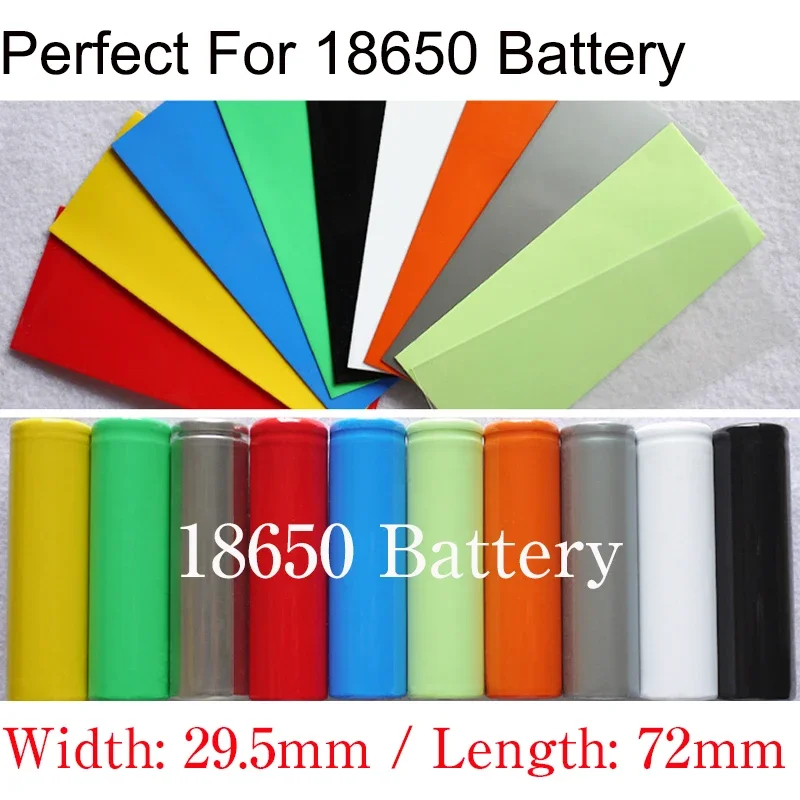 100pcs 18650 Battery Wrap Sleeve PVC Heat Shrink Tube Precut 29.5mm x 72mm Pack Cover Insulated Film Cover Pipe Battery Protect