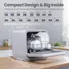 Portable Countertop Dishwasher 5L Water Tank 6 Programs 360° Dual Spray 192℉ High-Temp& Air-Dry Compact Design Small Spaces and 3