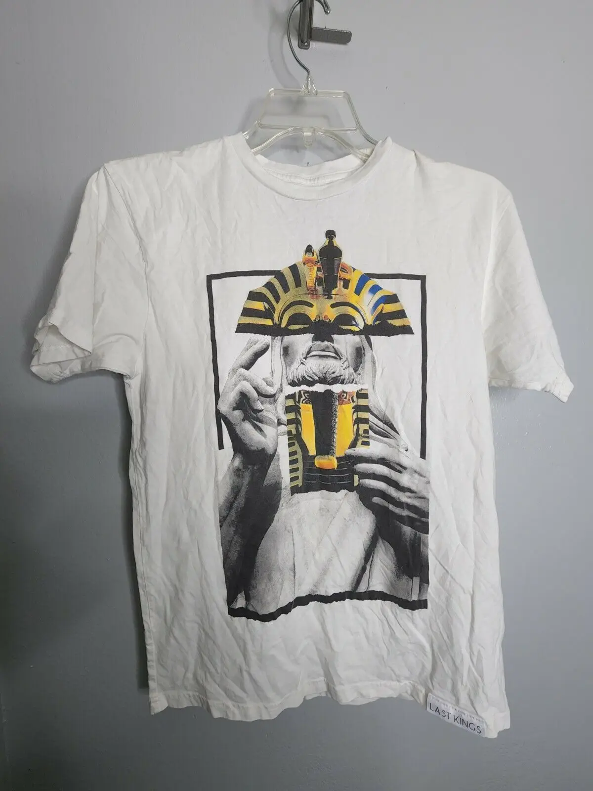 Last Kings Mens M Egiziano Hieroglyphics King Tut All Over Print T-Shirt Maniche Lunghe