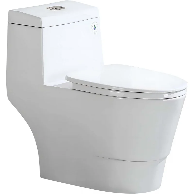 One Piece Toilet with Soft Closing Seat, Chair Height, 1.28 GPF Dual, Water Sensed, 1000 Gram MaP Flushing Score Toilet with Bru