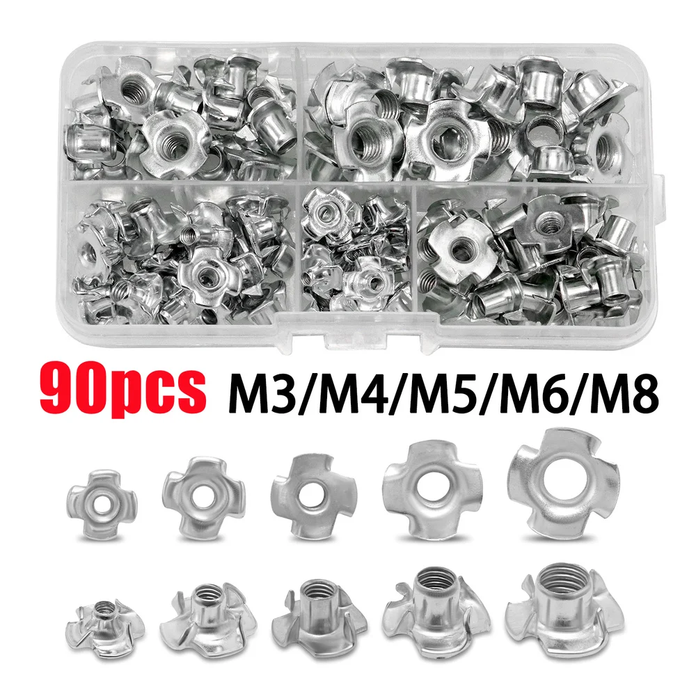90pcs Four Pronged Claws Speaker Nut M3 M4 M5 M6 M8 Blind Inserts Nut