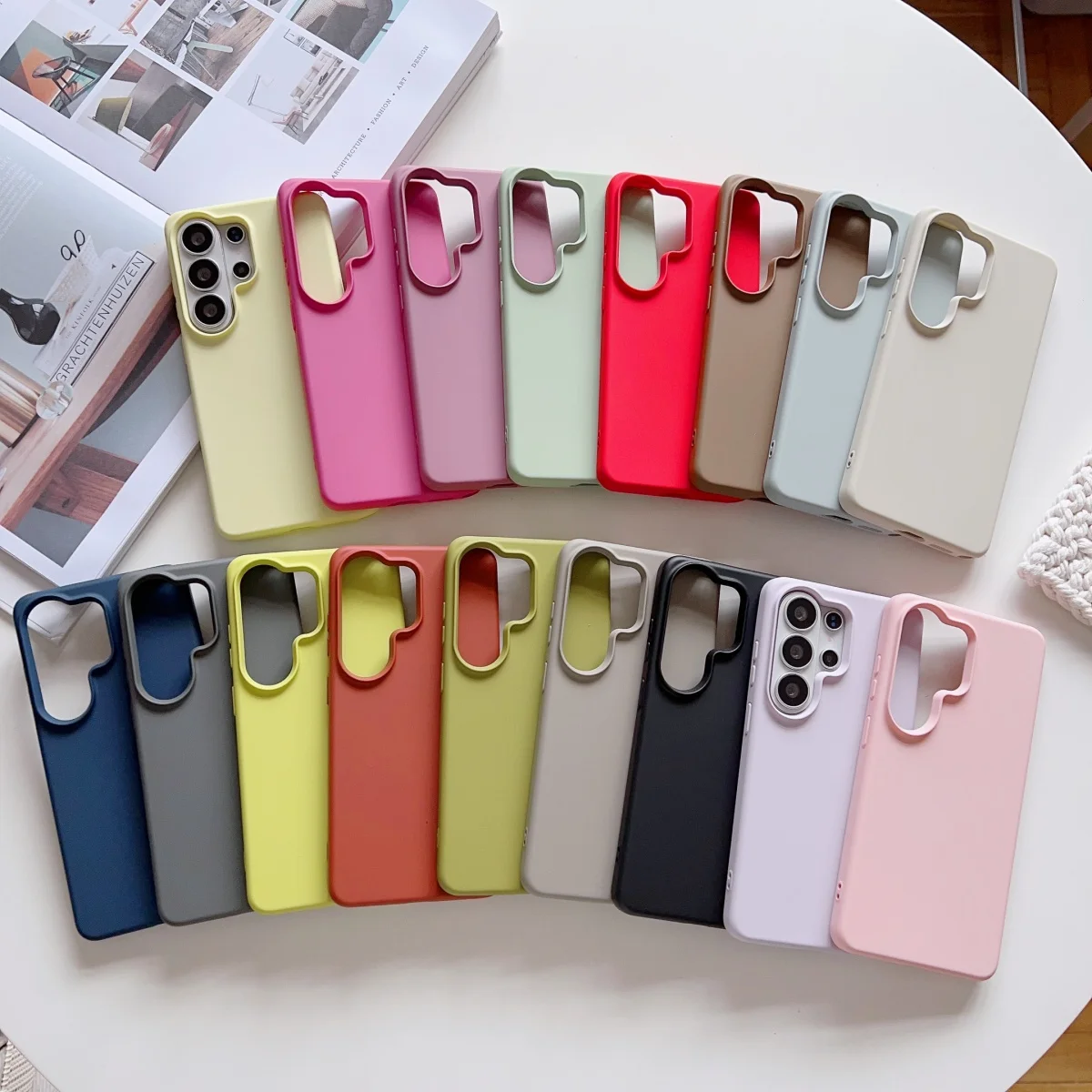 Funda de teléfono Original de silicona líquida a prueba de golpes para Samsung S26 S25 Edge S24 FE Plus Ultra A57 A37 A17 A56 A36 cubierta de Color sólido
