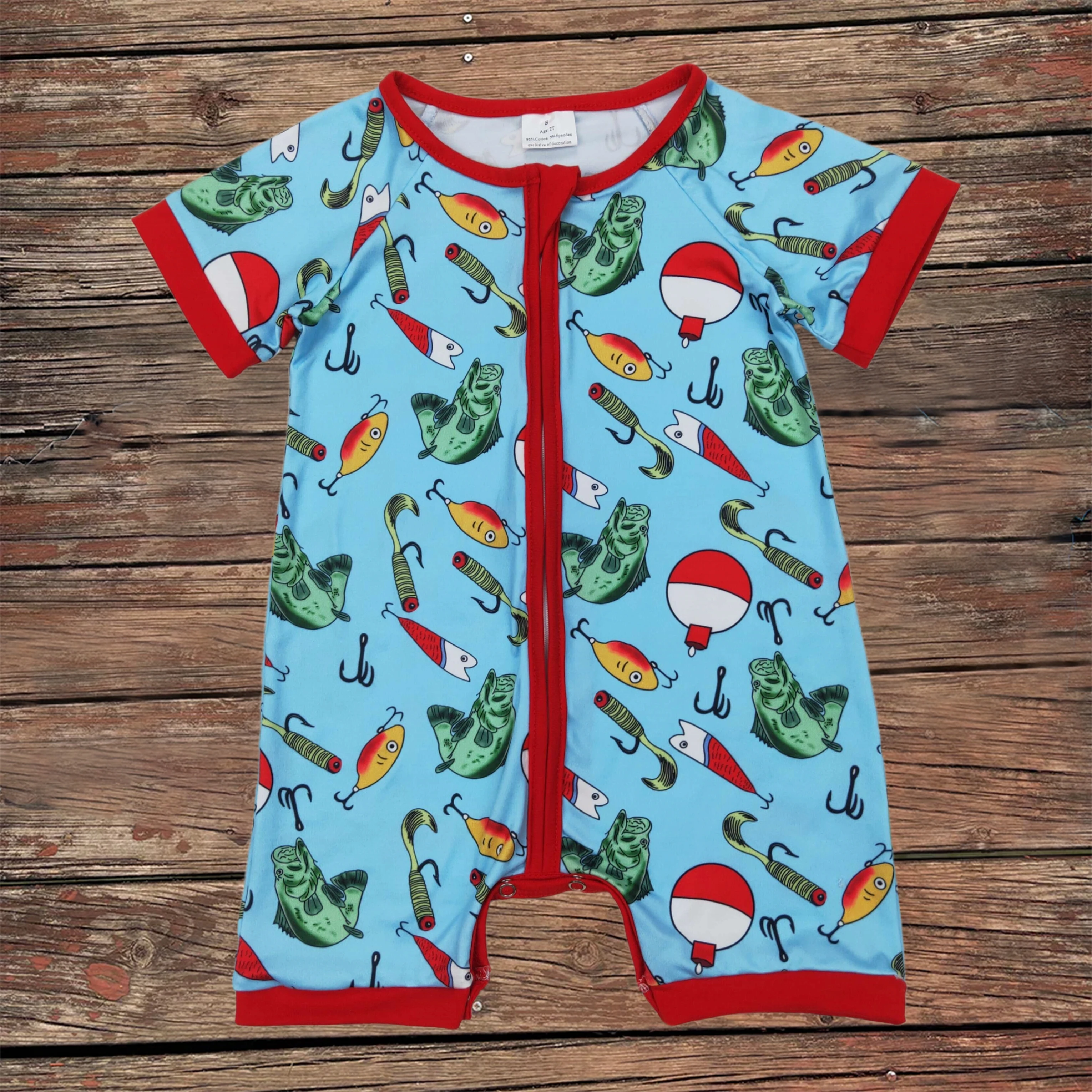 Kids Toddler Coverall Clothing Baby Infant Boys Short Sleeves Children Fishing Float Zipper Rompers Newborn Bodysuit