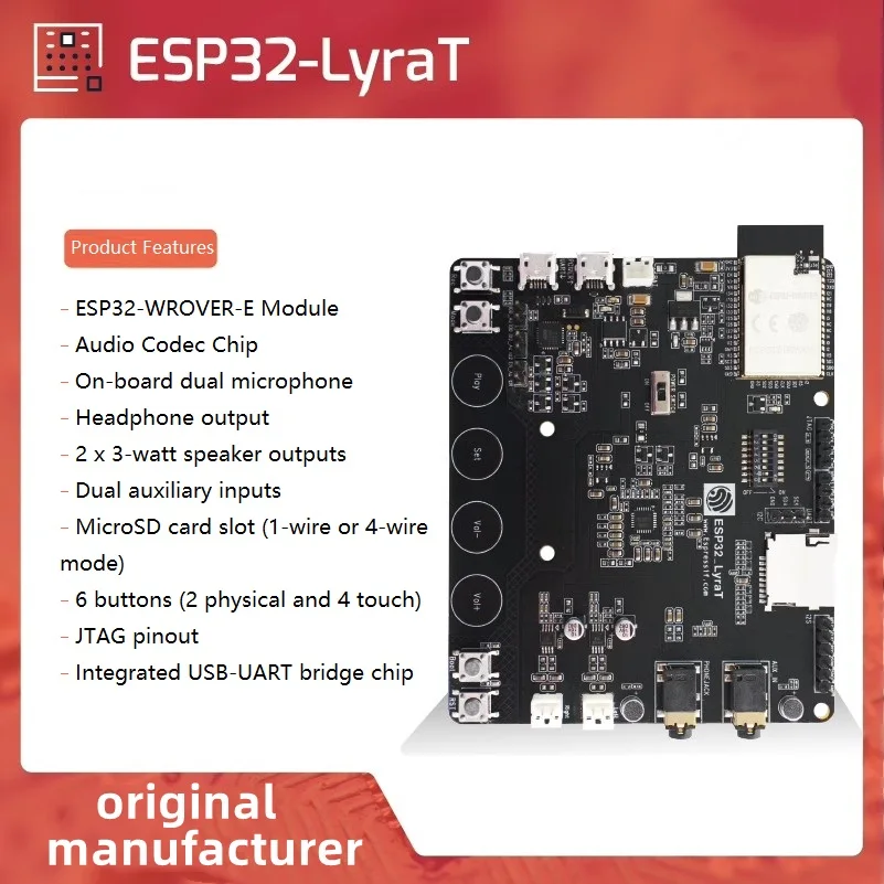 

ESP32-LyraT Audio Development Board with ESP32-WROVER-E-N8R8 Module Version V4.3