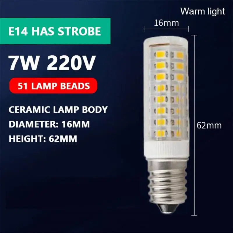 

E14, 3 Вт, 5 Вт, 7 Вт, 33LED, 51 светодиод, 75 светодиодов, 2835 В переменного тока, лампочка SMD, мини-лампочка-кукуруза, лампа для холодильника