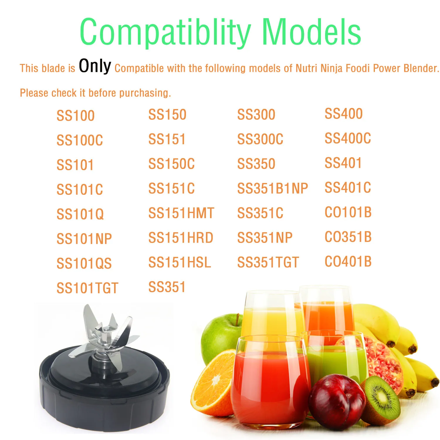 New Model Replacement Blender Blade for Ninja Accessories, Only Compatible with Nutri Ninja Foodi Power Blender Ss300, Ss300c, SS351, Ss351c, SS351TGT
