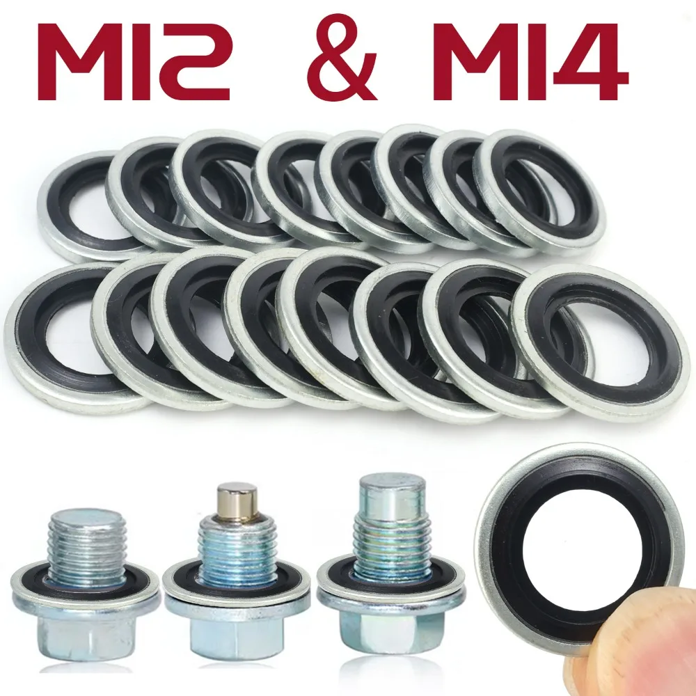 Car Oil Drain Plug Sealing Gasket Universal M12 M14 Galvanized Nitrile Rubber Washer for Car Engine Systems Leakage Protection 2