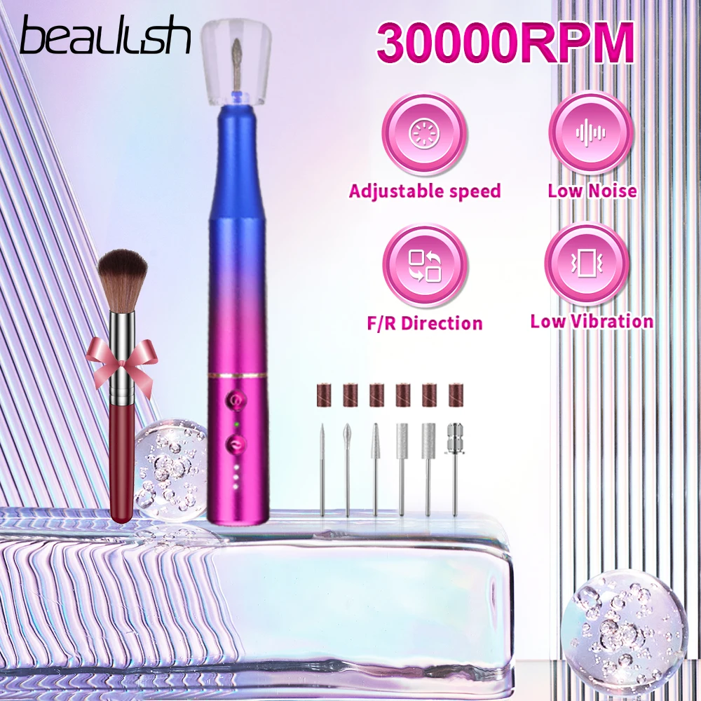 

Beaulush 30000RPM Nail Drill Machine Gradient Color Manicure Machine Electric Nail Sander Milling Cutter Set Nail Salon Tools