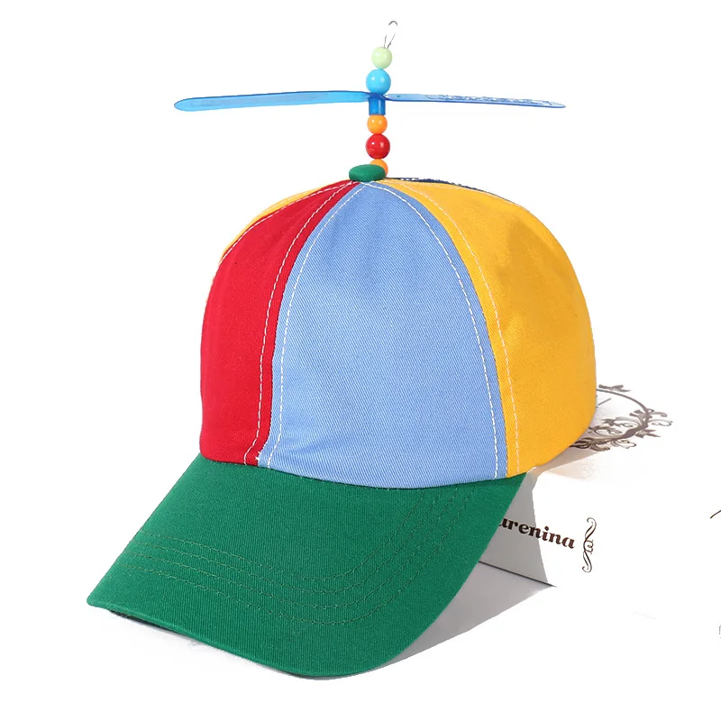 

parent-child propeller bamboo dragonfly baseball cap male and female children sun protection duck tongue color matching hat
