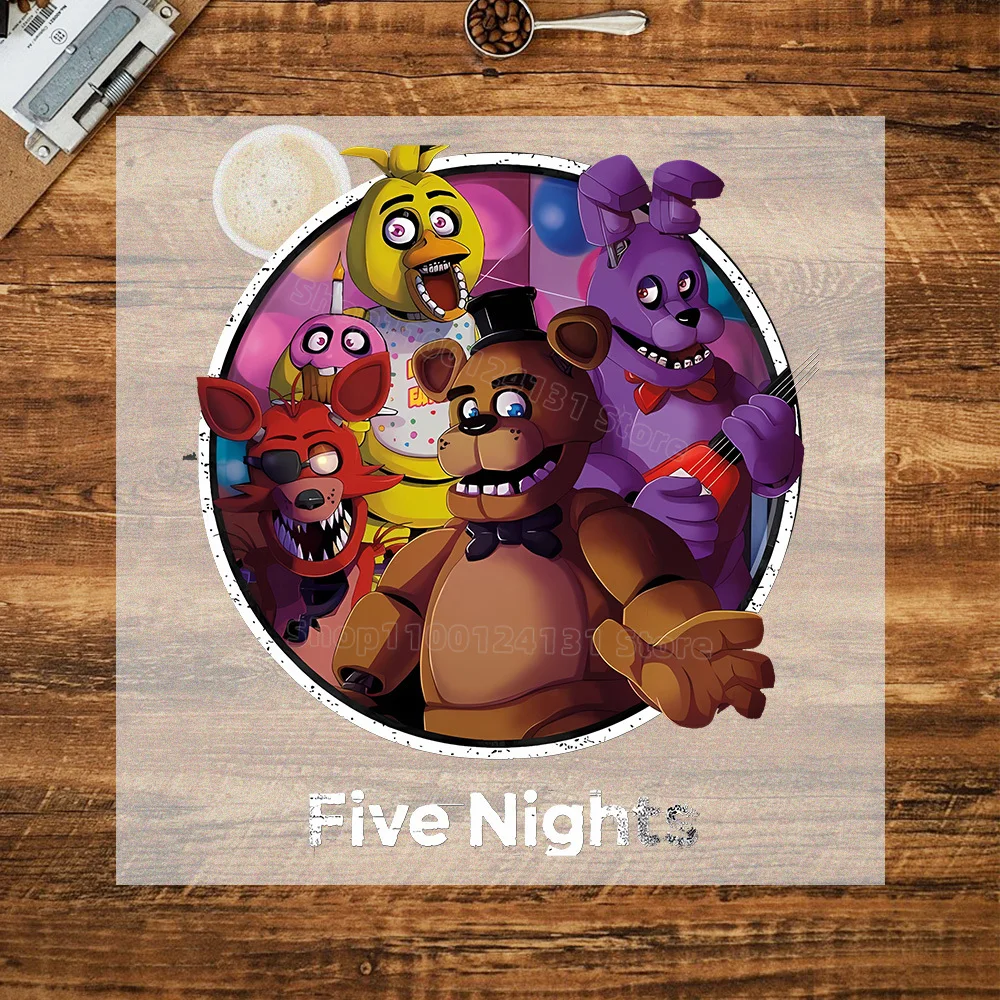 FNAF-Inspired Heat Transfer Stickers for Clothing - T-Shirt DIY Anime Patches Collection