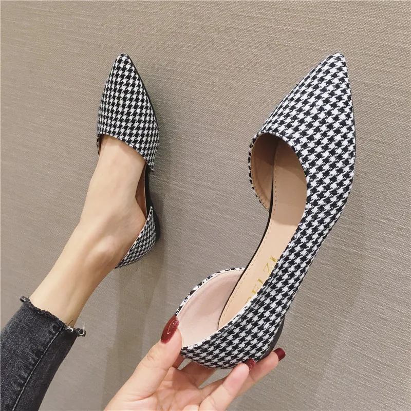 Women Flats Pointed Toe Side Empty Female Flat Shoes Basic All Match Brown Black Flats Dressy Comfort Zapatillas Mujer Sandals