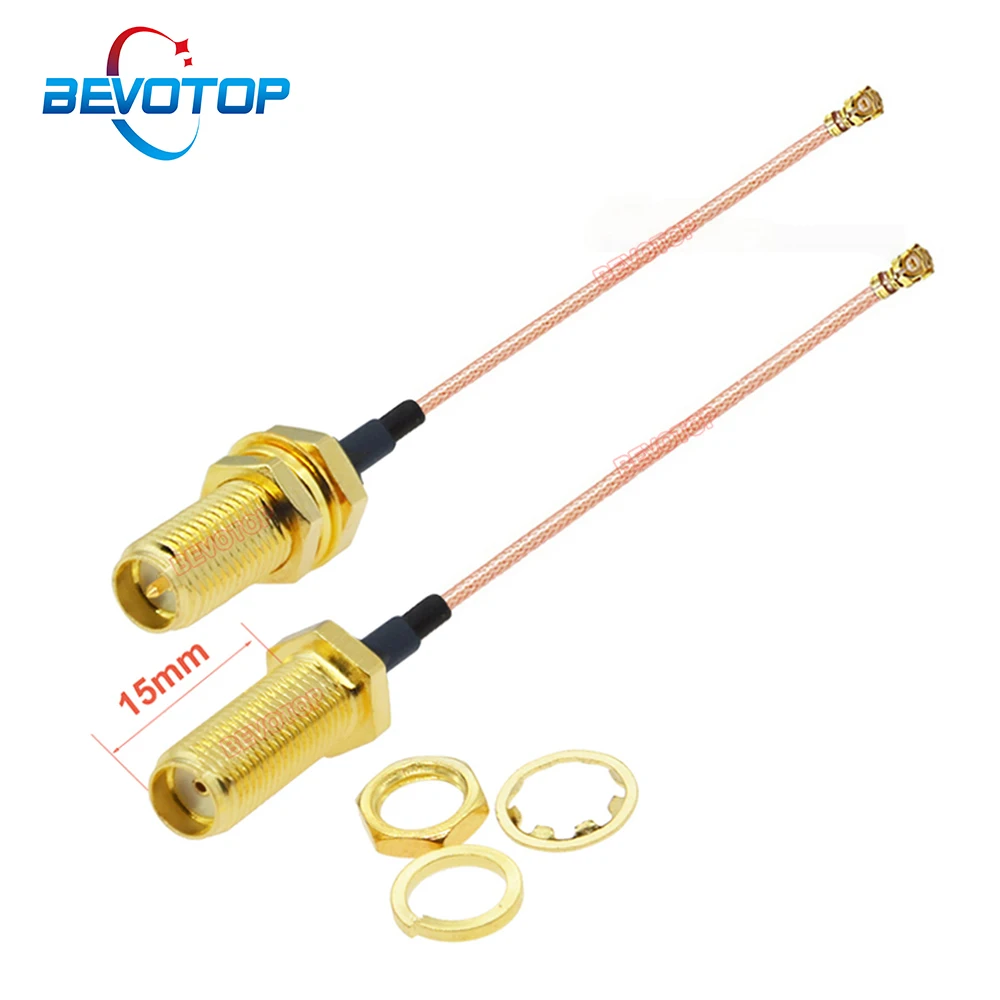 Bevotop-rf Cabo Coaxial Sma para Ipx Rosca de 15 mm Sma Fêmea para Rp-sma Fêmea para u. fl Ipex1 Fêmea Jack Jumper Rg178 10 Peças por Lote