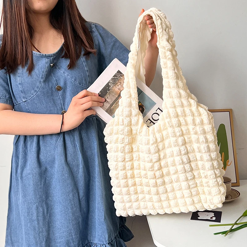 

Женская шифоновая Сумка-пузырь в Корейском стиле, модная Милая вместительная сумочка в клетку, Повседневная дорожная сумка с сердечками для девушек