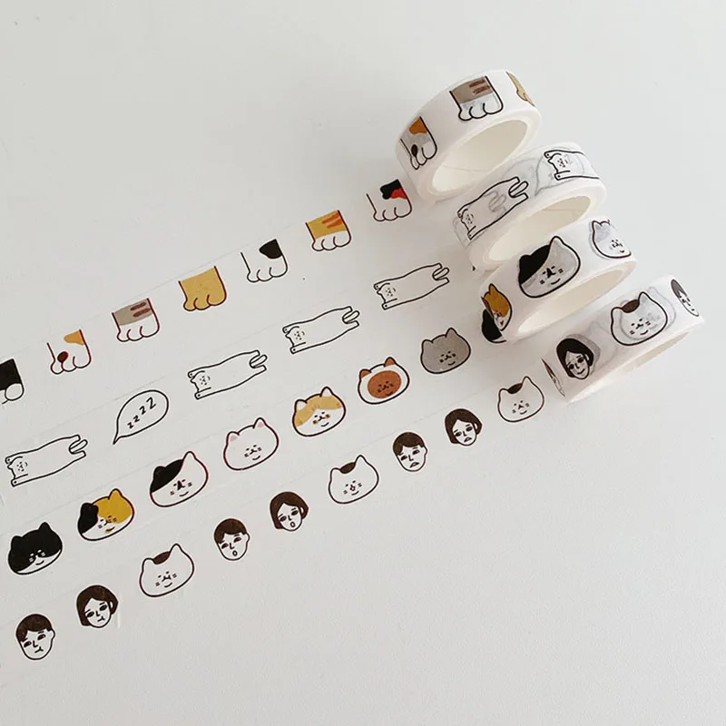 

1Pc Simple Cartoon Pig Expression Washi Tape Japanese Paper DIY Planner Masking Tape Adhesive Tapes Decorative Stationery Tape