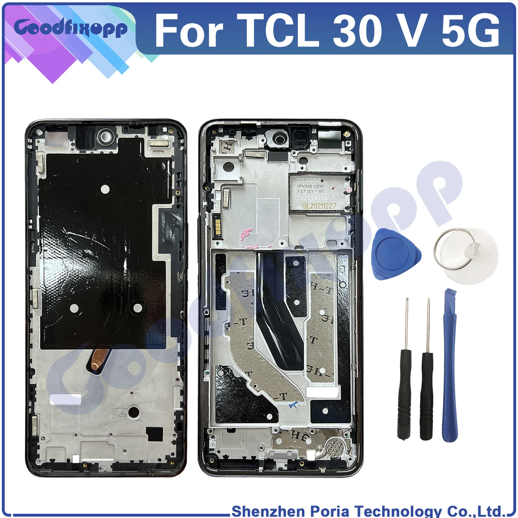 

For TCL 30 V 5G 30V Middle Frame Plate Housing Board LCD Support Mid Faceplate Bezel Front Frame Repair Parts Replacement